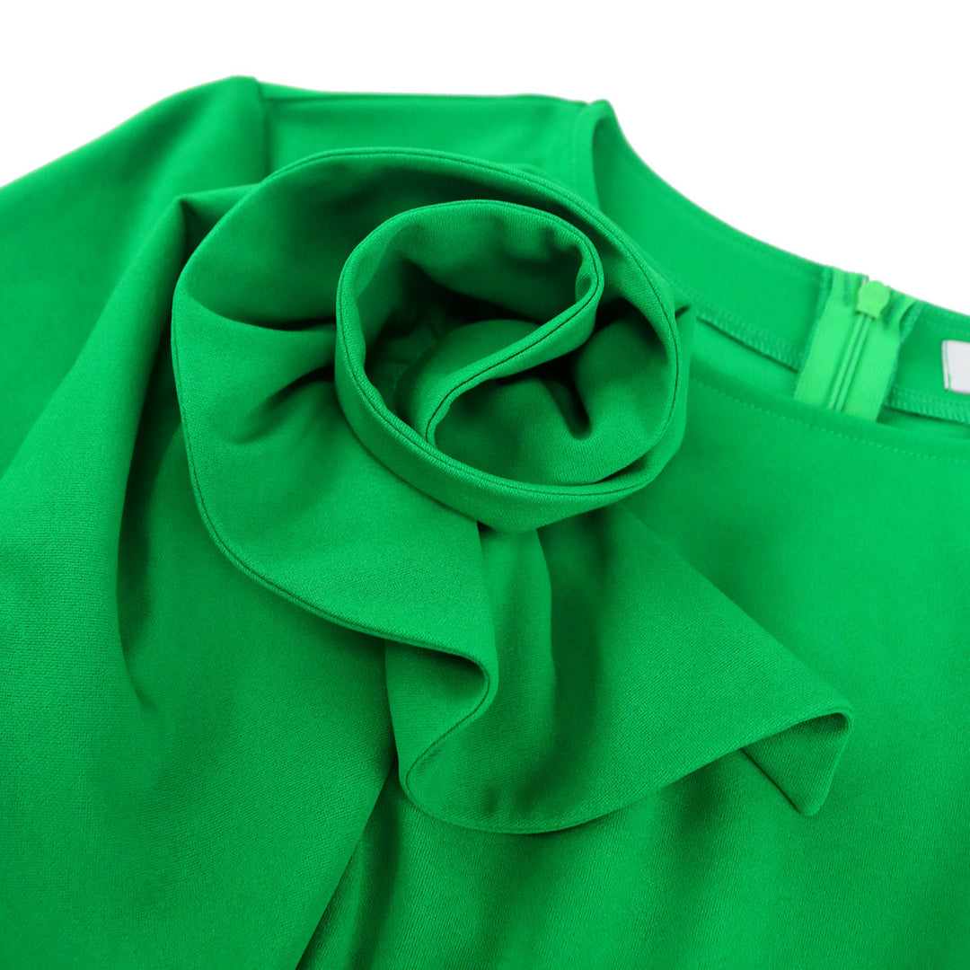 Damen figurbetontes Kleid mit floralem Rüschendetail und Taillengürtel R&B