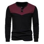 Herren Langarm-Henley-Shirt mit kontrastierenden Akzenten