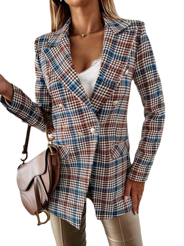 Damen eleganter Blazer mit doppelter Knopfleiste und feinen Details R&B