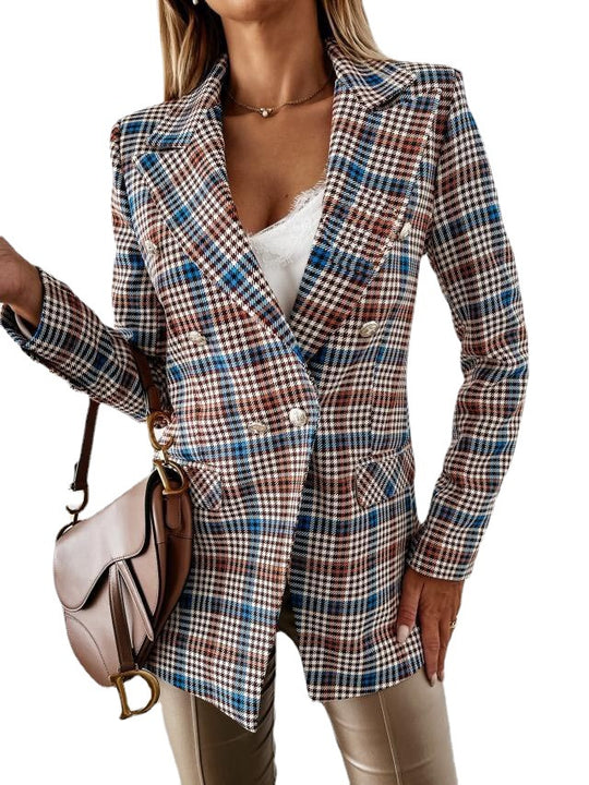 Damen eleganter Blazer mit doppelter Knopfleiste und feinen Details R&B