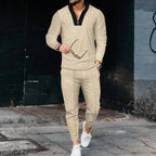 Herren modisches Freizeit-Set mit strukturiertem Oberteil und schmal geschnittenen Hosen R&B