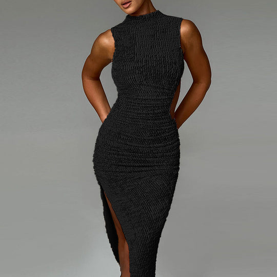 Damen figurbetontes Maxikleid mit raffinierten Cut-Outs und hohem Schlitz R&B