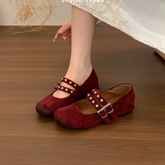 Damen elegante Ballerinas mit dekorativen Schnallen und stützender Innensohle R&B