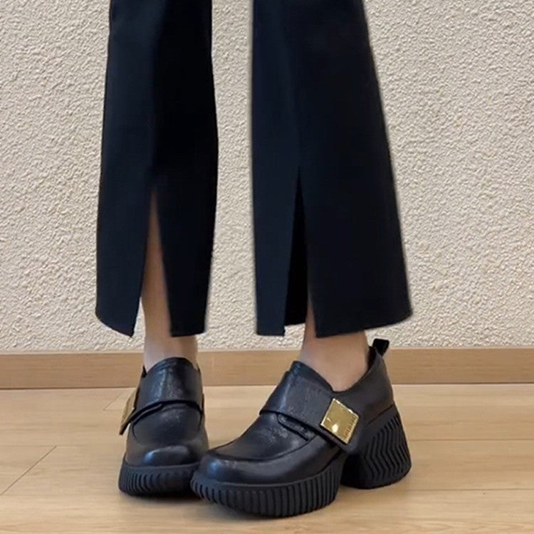 Damen modische Clogs mit stabiler Plattformsohle und edlem Schnallenakzent R&B