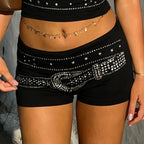 Damen Funkelnde Glitzer-Shorts im sportlichen Design R&B
