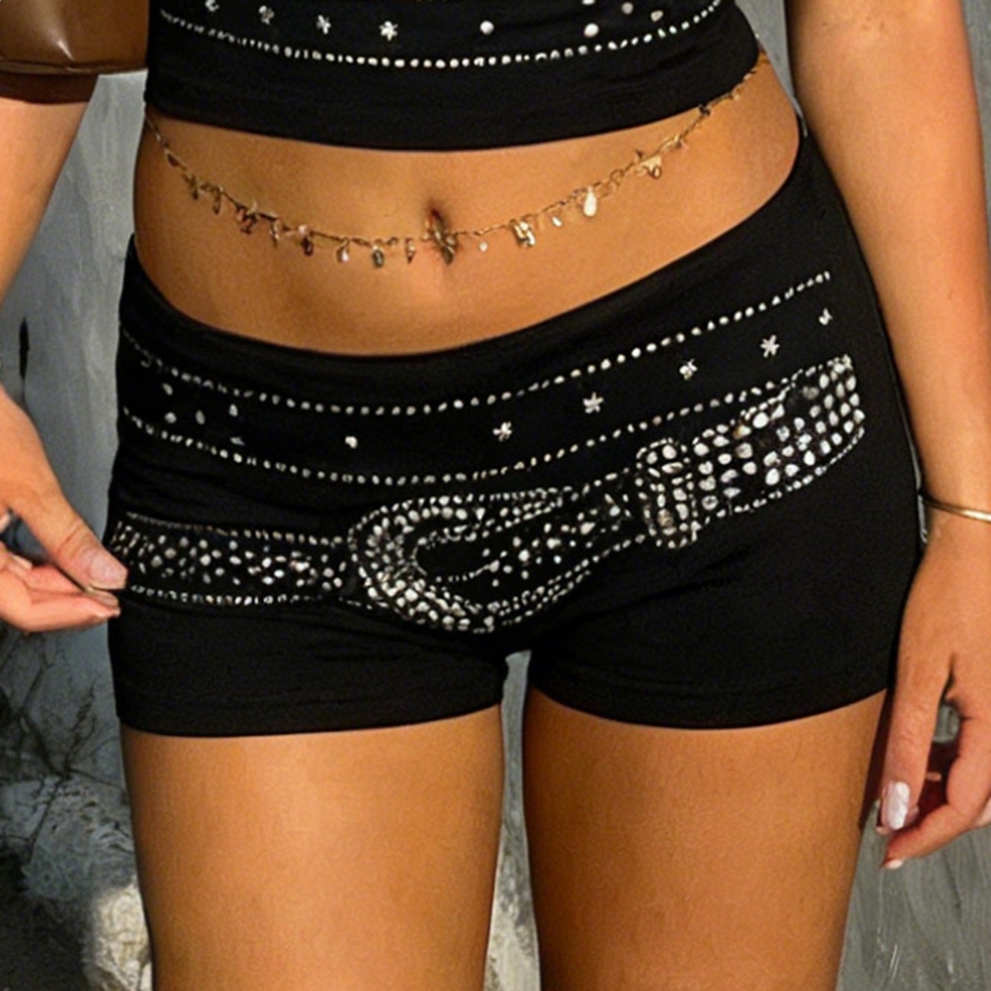 Damen Funkelnde Glitzer-Shorts im sportlichen Design R&B