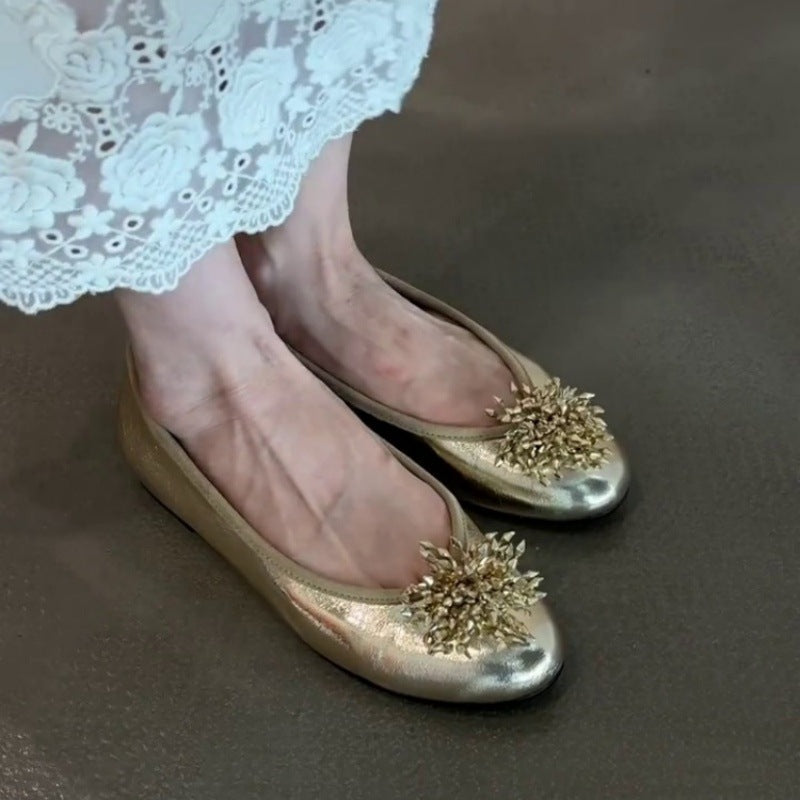 Damen Ballerina mit luxuriösem Blütenakzent