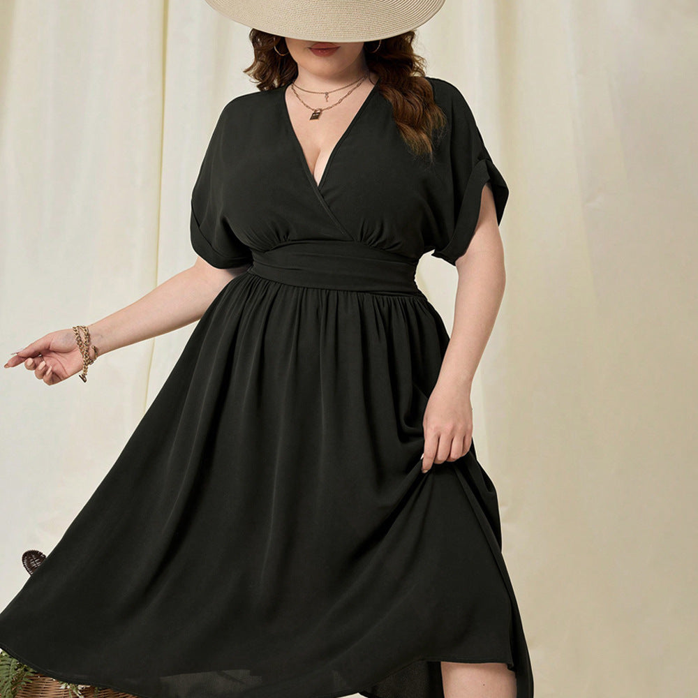 Damen Maxikleid mit elegantem Wickeldesign und fließendem Saum R&B