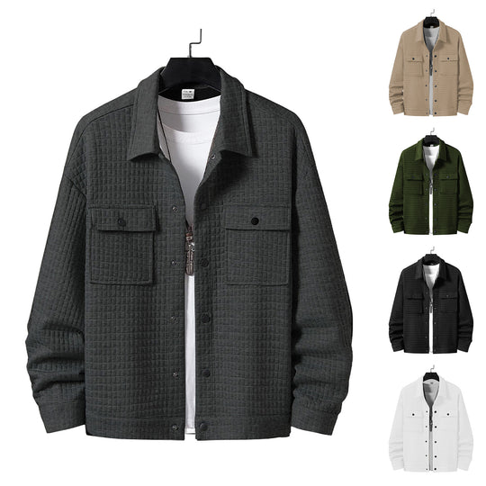 Herren nan gesteppte Overshirtjacke mit quadratischer Steppstruktur und aufgesetzten Brusttaschen R&B