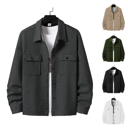 Herren nan gesteppte Overshirtjacke mit quadratischer Steppstruktur und aufgesetzten Brusttaschen R&B