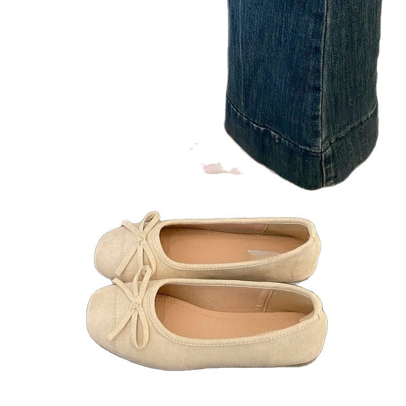 Damen flache Ballerinas mit glänzender Oberfläche und dekorativem Schleifenelement R&B