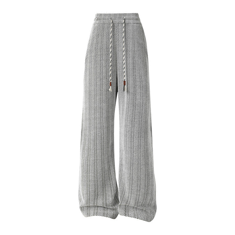 Damen weite Haremshose mit elastischem Bund und trendy Zickzackmuster R&B