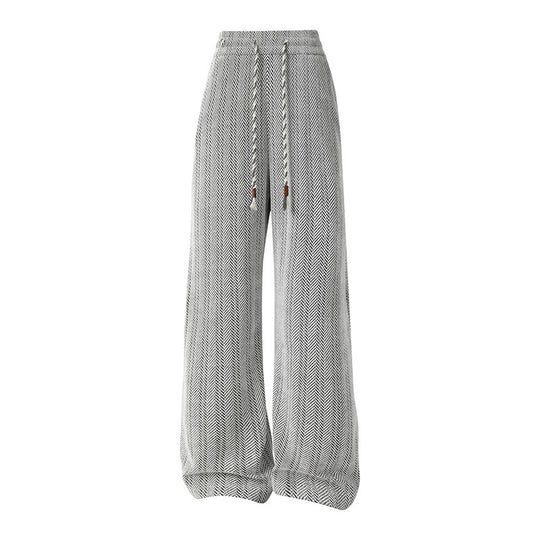 Damen weite Haremshose mit elastischem Bund und trendy Zickzackmuster R&B