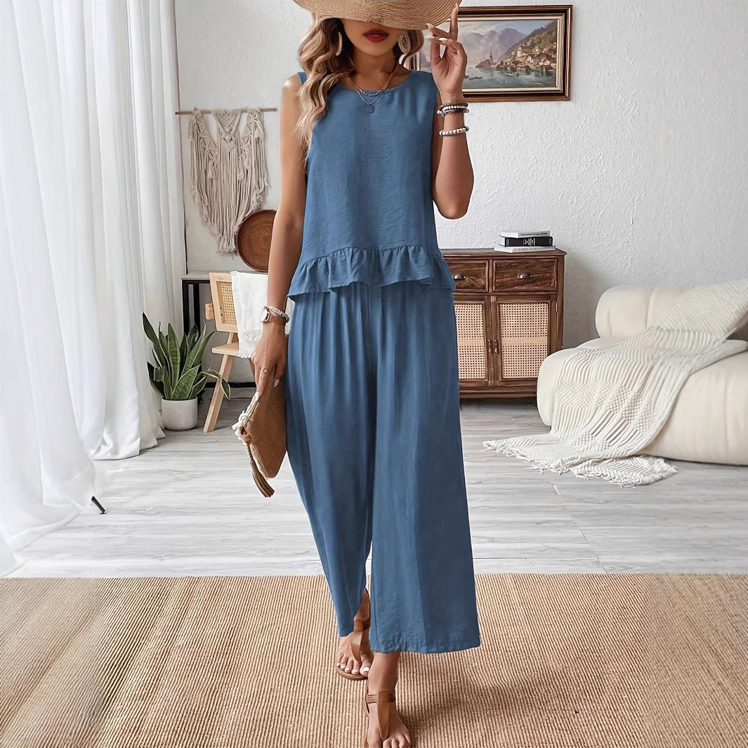 Damen luftiger Overall mit Rüschendetails R&B