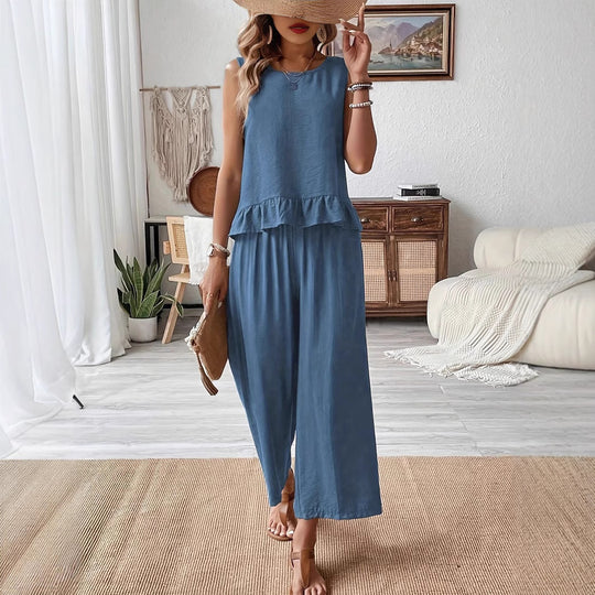 Damen luftiger Overall mit Rüschendetails R&B