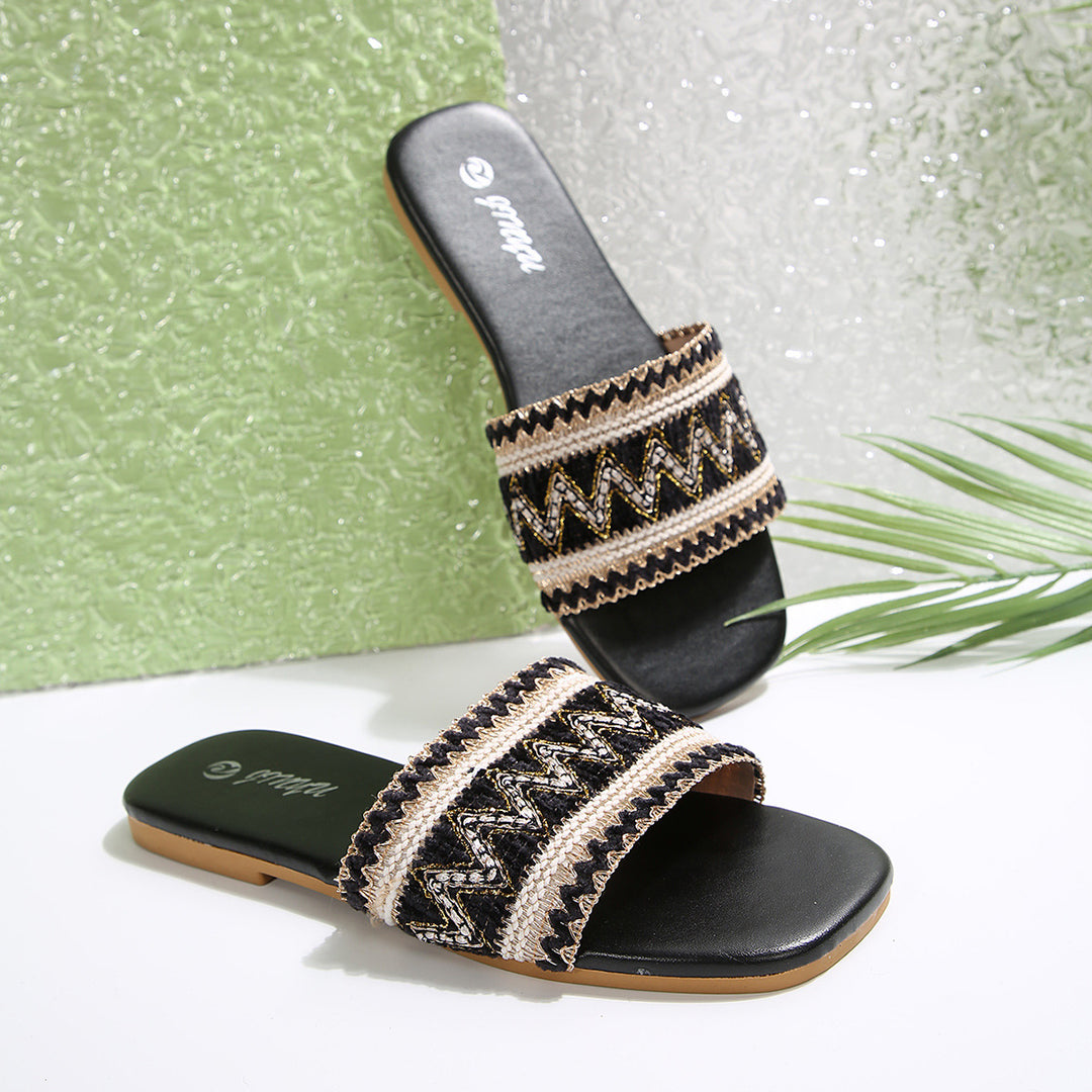Damen modische Riemchen-Sandalen mit dekorativem Detail R&B