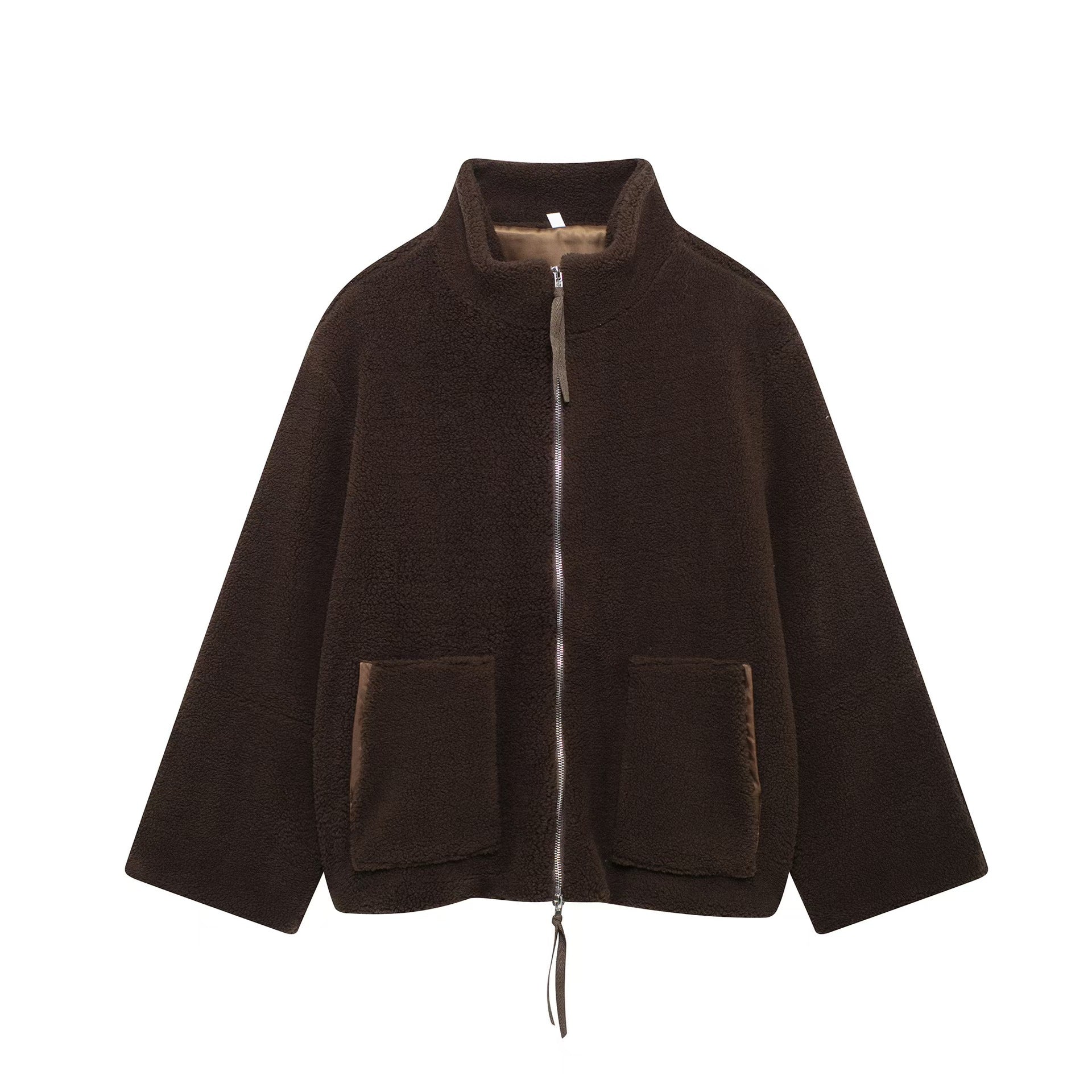 Damen Fleecejacke mit hohem Kragen und Reißverschluss R&B