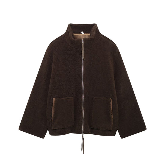 Damen Fleecejacke mit hohem Kragen und Reißverschluss R&B