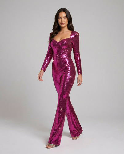 Damen Glamouröser Pailletten Jumpsuit mit schicker Taillierung R&B
