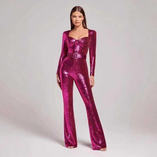 Damen Glamouröses Einteiler-Outfit mit glitzernden Applikationen und taillierter Silhouette R&B