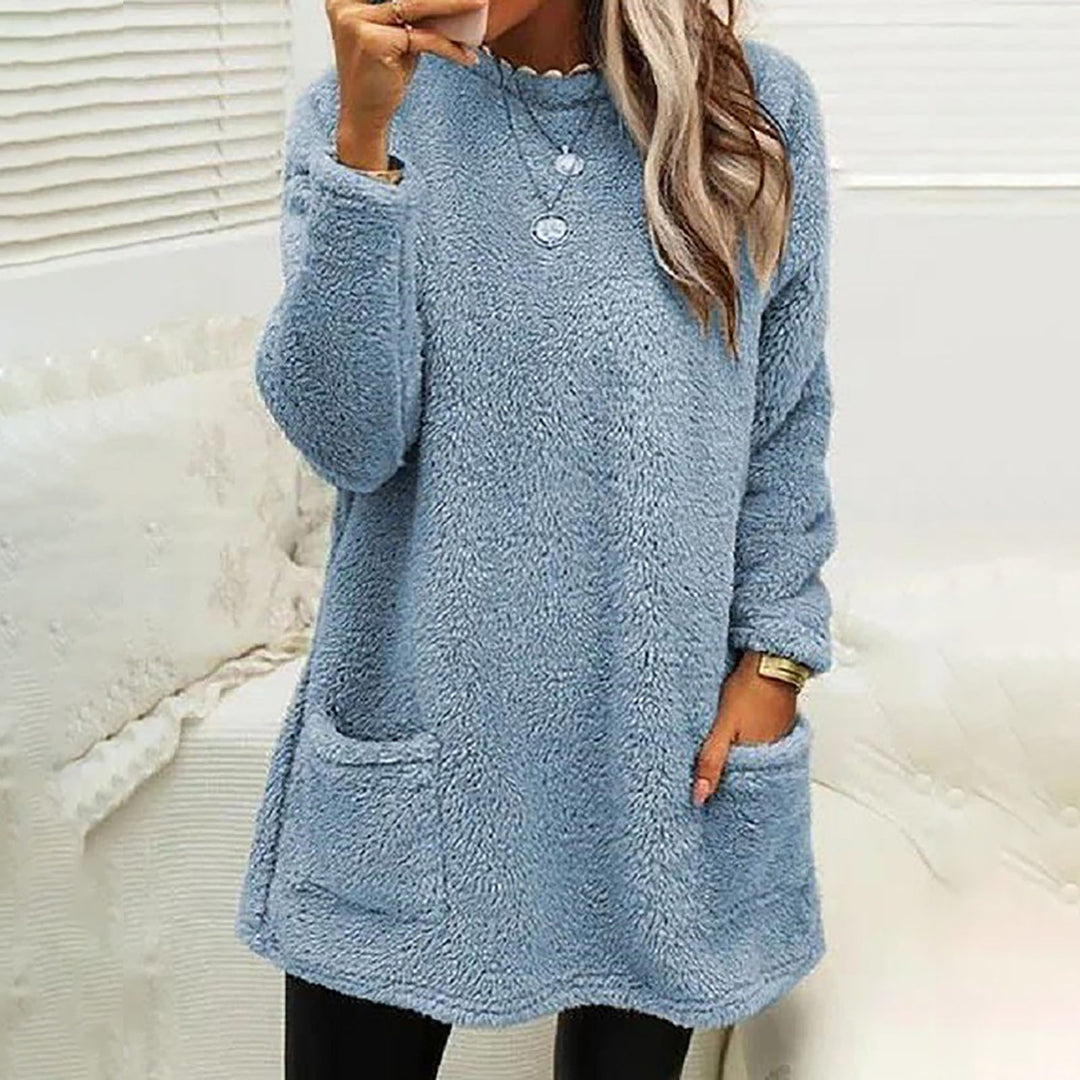 Damen Kuscheliger Fleece-Pullover mit praktischen Taschen und weitem Schnitt R&B