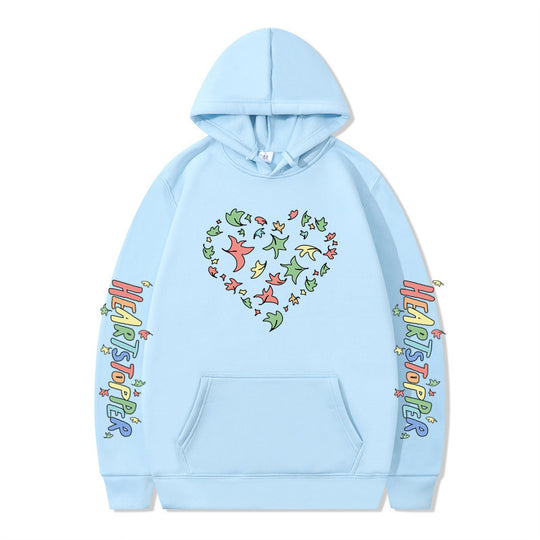 Damen Kapuzenpullover mit kreativem Herz- und Blattmotiv R&B