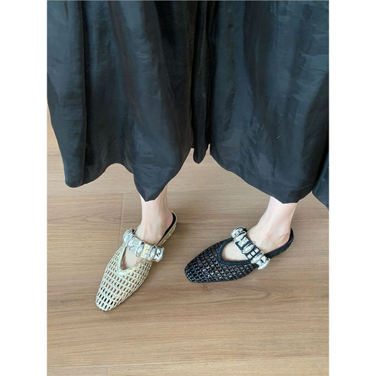 Damen elegante Mules mit glitternder Riemenverzierung R&B