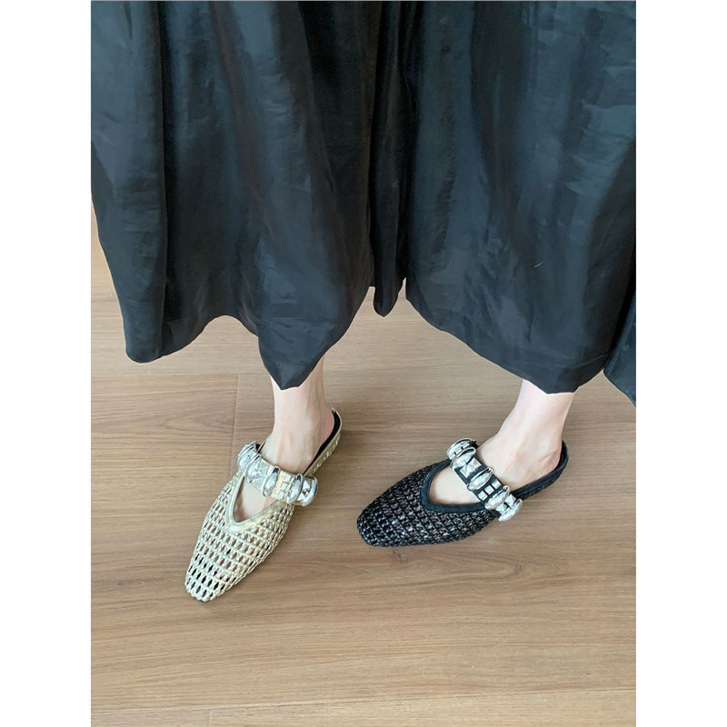 Damen elegante Mules mit glitternder Riemenverzierung R&B