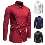 Herren Elegantes Langarmhemd mit dekorativen Knopfdetails R&B