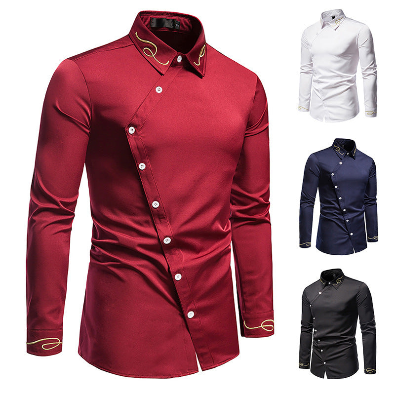 Herren Elegantes Langarmhemd mit dekorativen Knopfdetails R&B