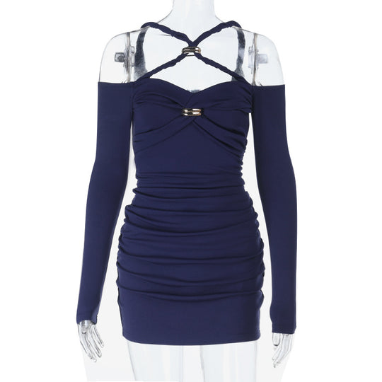 Damen figurbetontes Abendkleid mit schulterfreier Gestaltung und eleganten Raffungselementen R&B