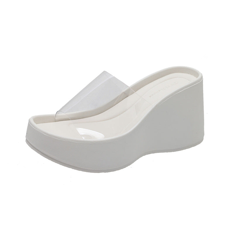 Damen Plateau-Sandalen mit durchsichtigem Riemen und modischem Wedge-Design R&B