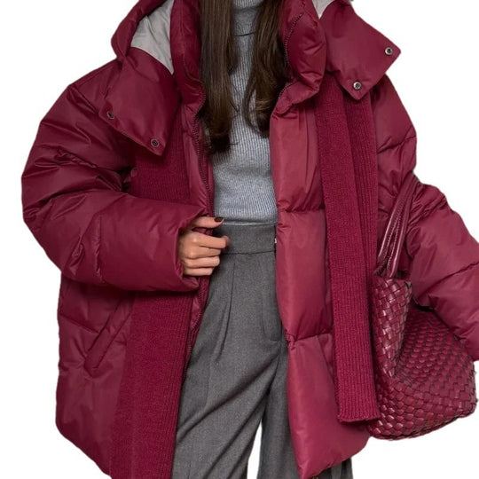 Damen Modische Daunenjacke mit hochschließendem Kragen R&B