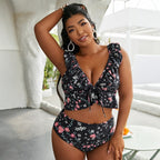Damen Hochtailliertes Bikini-Set mit verspieltem Rüschendesign R&B