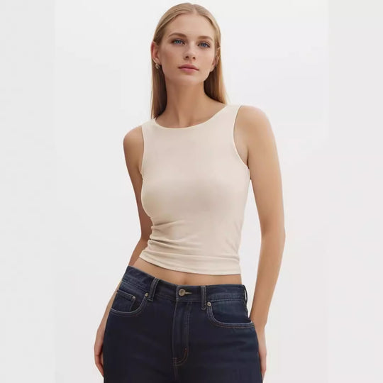 Damen ärmelloses Basic-Top mit elegantem Schnitt R&B