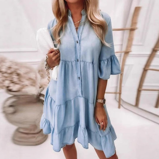 Damen Hemdblusenkleid mit Rüschendetails R&B