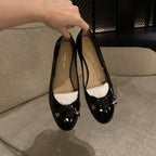 Damen Ballerinas mit feinem Schleifendetail und hochglänzender Oberfläche