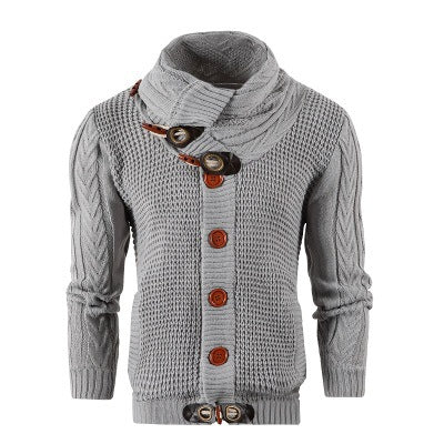 Herren Strickjacke mit Schalkragen und Holzknöpfen R&B