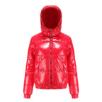 Damen glänzende Winterjacke mit Kapuze – Wasserabweisend & Wärmeisoliert – R&B