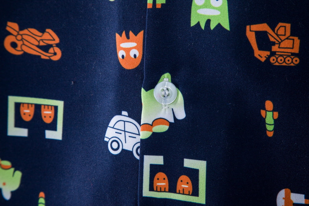 Herren Kurzarmhemd mit kreativem Retro-Design