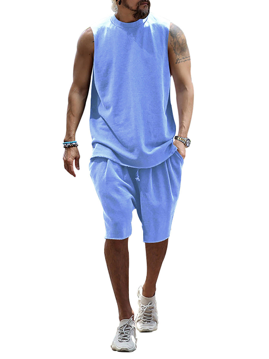 Herren sportliches Tanktop und Shorts-Set aus hochwertigem Baumwollmix R&B