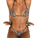 Damen Triangel-Bikini mit trendigem ZR&Bramuster und verstellbaren BindR&Bändern R&B