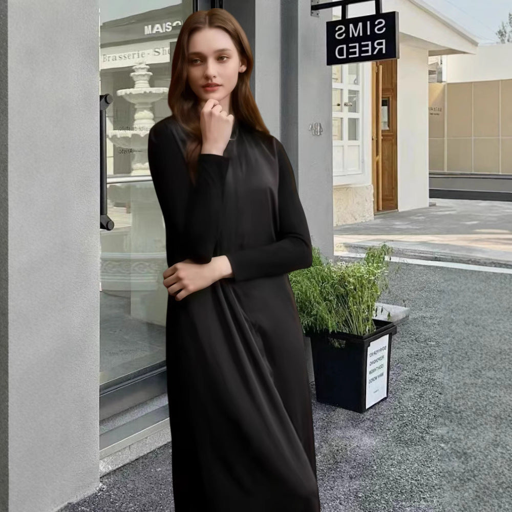 Damen Elegantes Langarm-Maxikleid mit schmeichelndem Schnitt und zeitlosem Design R&B