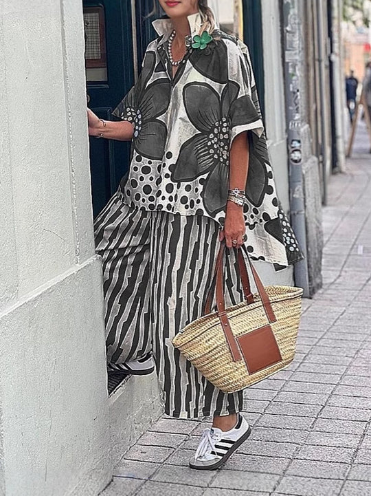 Damen lässige Bluse und Palazzo Hose Set R&B