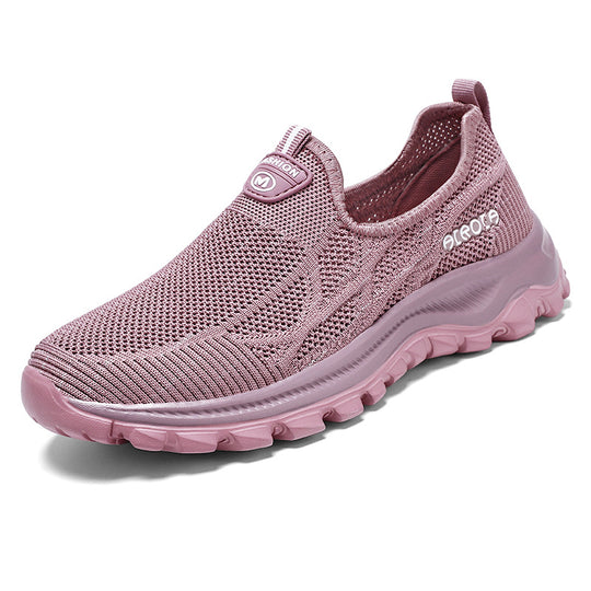 Damen Sportliche Slip-On Schnürschuhe mit atmungsaktiver Oberflächenstruktur und dämpfender Sohle R&B