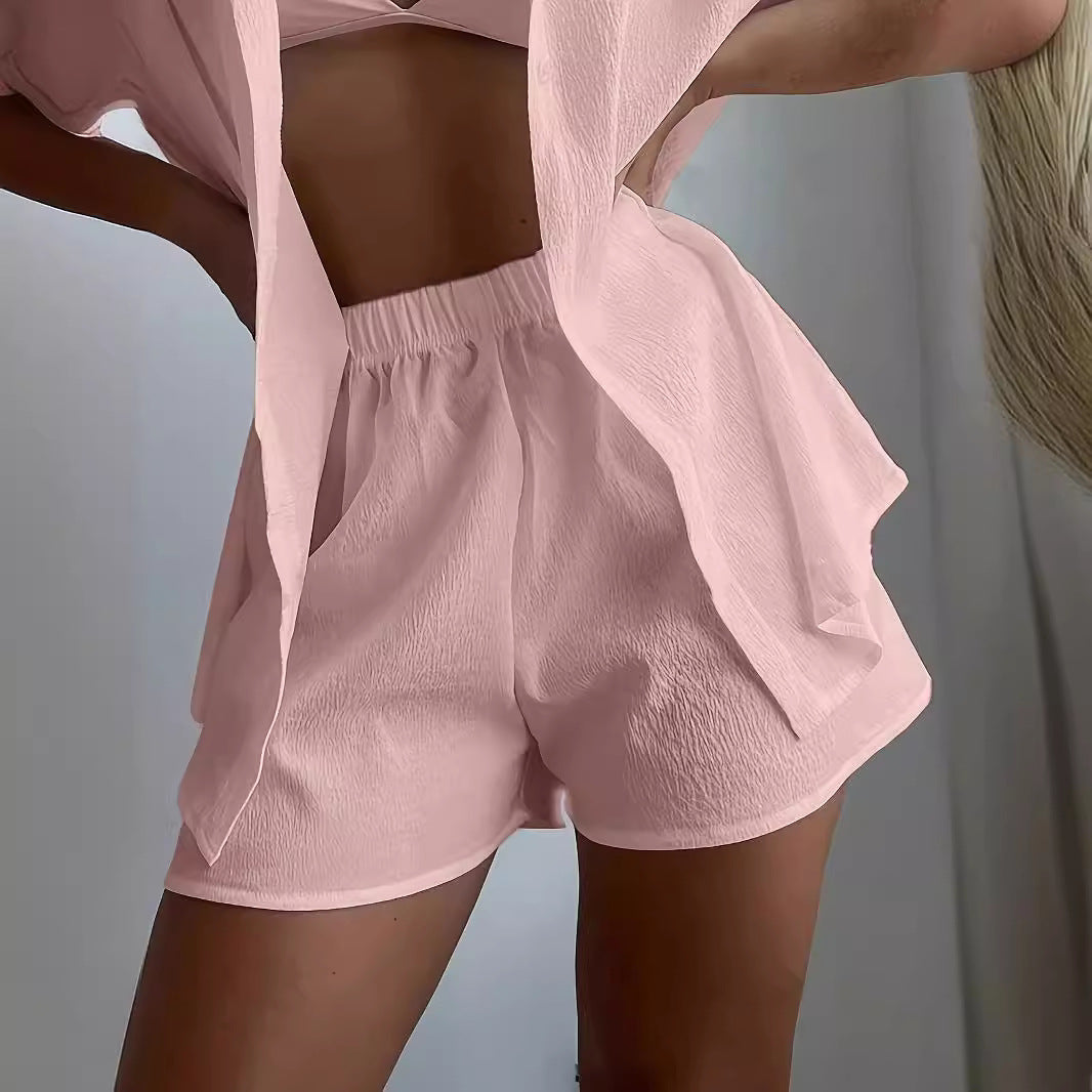 Damen Leichtes kurzärmliges Hemd mit strukturiertem Design R&B