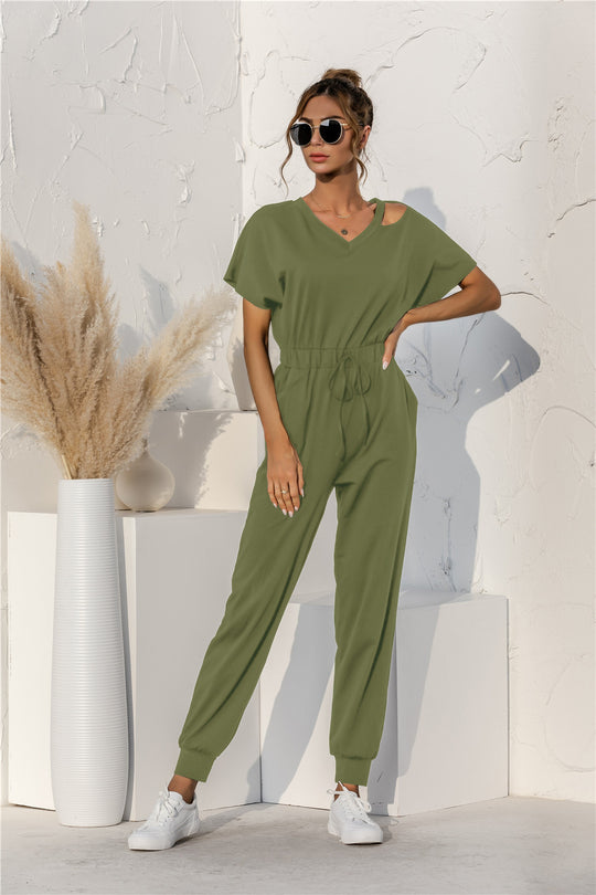 Damen Relaxed Fit Overall mit Kordelzug und Schulterfreies Design R&B
