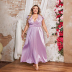 Damen Elegantes Maxikleid mit Rüschendetails und taillierendem Gürtel R&B