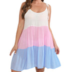 Damen luftiges, mehrfarbiges Sommerkleid mit verstellbaren Trägern R&B