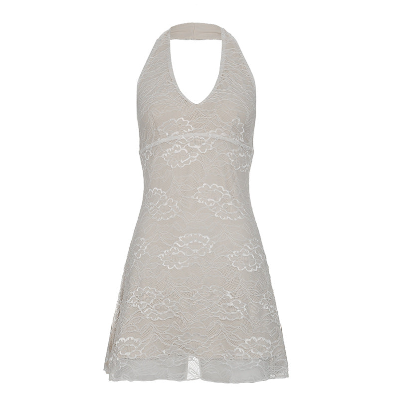 Damen Spitze-Kleid im femininen Design mit elegantem V-Ausschnitt und hochwertigem Futter R&B